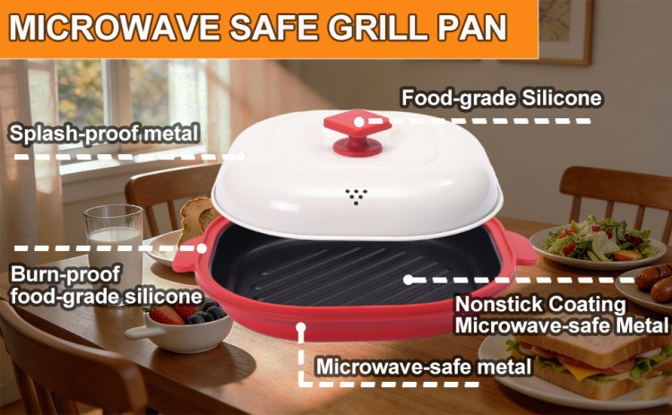 side view of deep oval microwave grill pot for cooking multiple servings