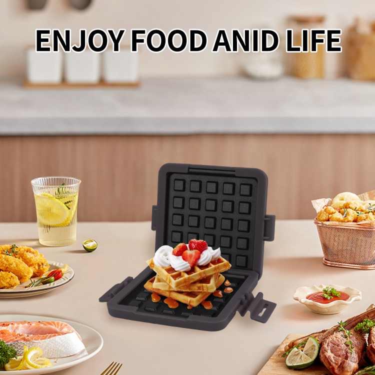 Microwave waffle tray usage demonstration kitchen cooking scene