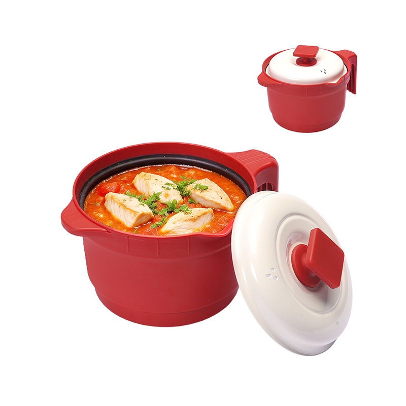 Bulat dengan penutup kaca Gril Microwave Multi-Pot
